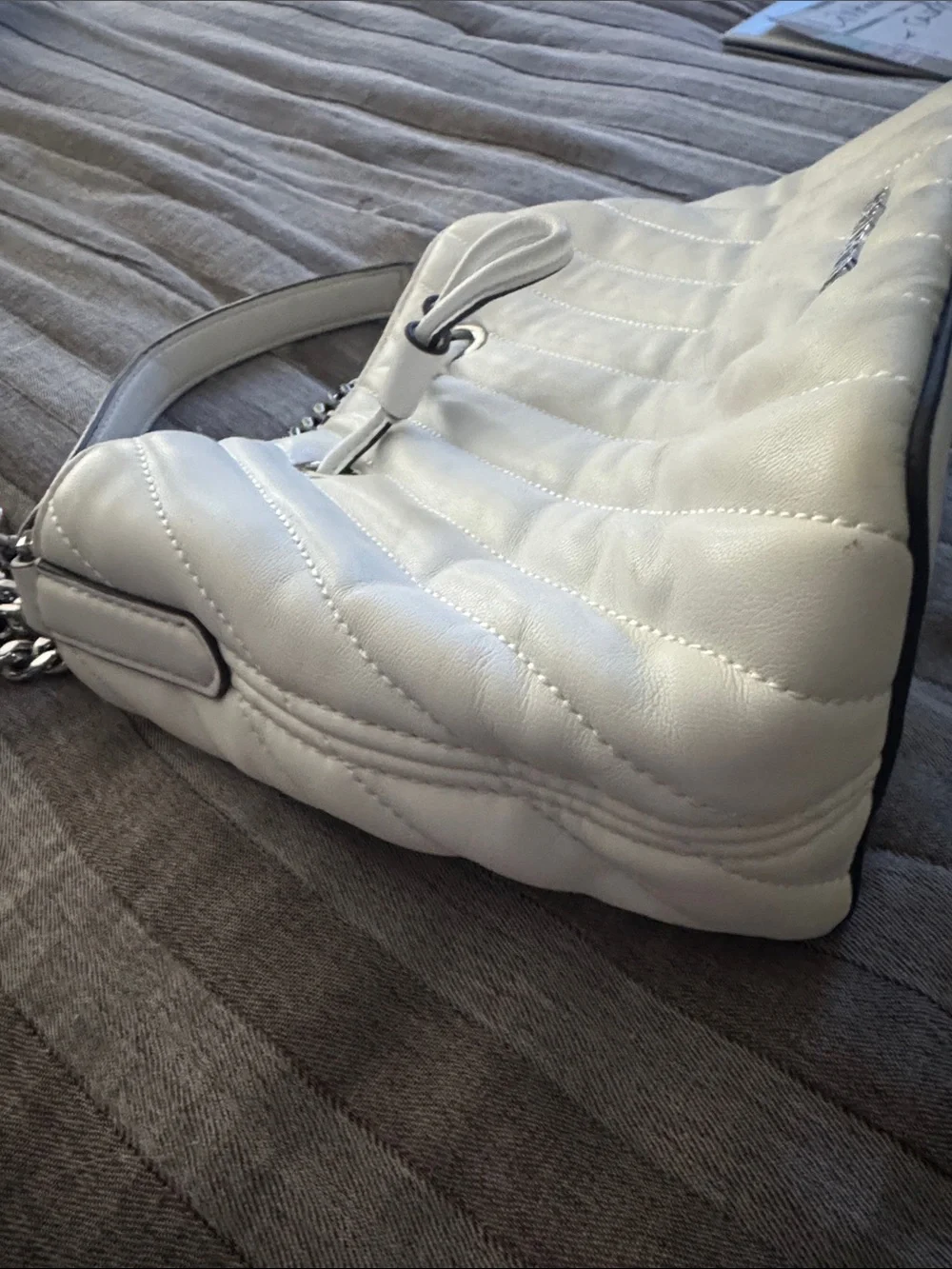 Michael Kors White Quilted Leather Chain-Handle Shoulder Bag